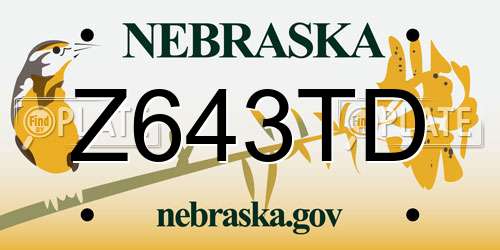 Z643TD Nebraska License Plate