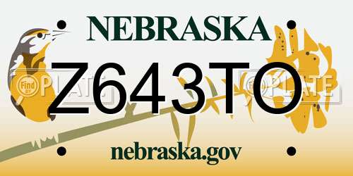 Z643TO Nebraska License Plate