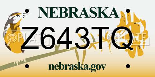 Z643TQ Nebraska License Plate