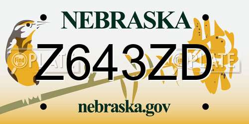 Z643ZD Nebraska License Plate