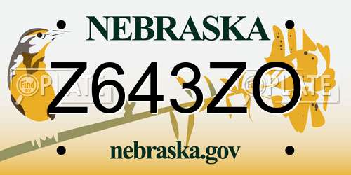 Z643ZO Nebraska License Plate