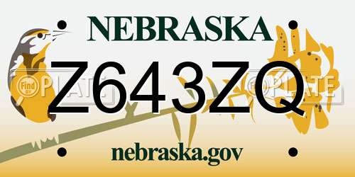 Z643ZQ Nebraska License Plate