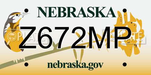 Z672MP Nebraska License Plate
