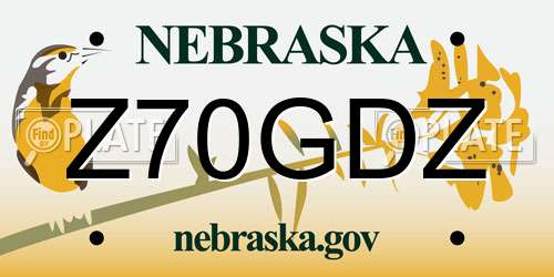 Z70GDZ Nebraska License Plate