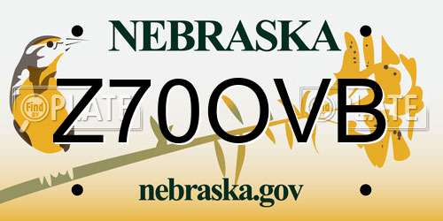 Z70OVB Nebraska License Plate