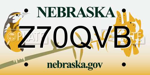 Z70QVB Nebraska License Plate