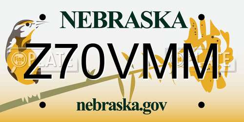 Z70VMM Nebraska License Plate