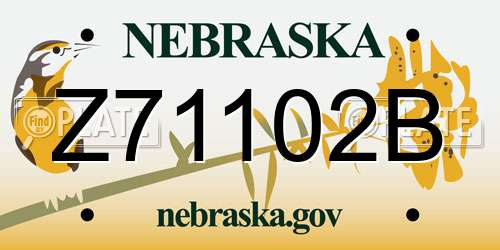 Z71102B Nebraska License Plate