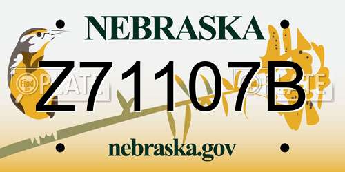 Z71107B Nebraska License Plate