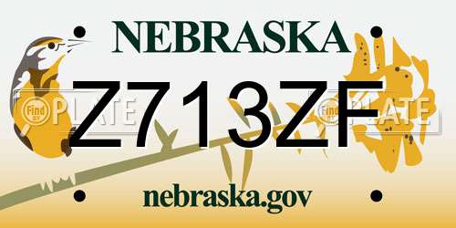 Z713ZF Nebraska License Plate