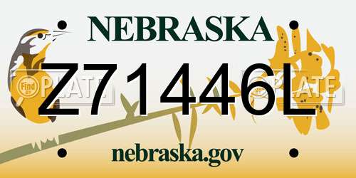Z71446L Nebraska License Plate