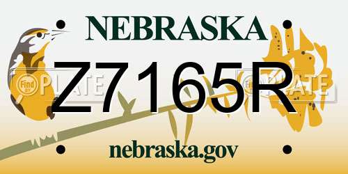 Z7165R Nebraska License Plate
