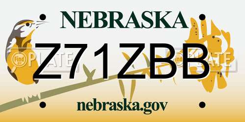 Z71ZBB Nebraska License Plate