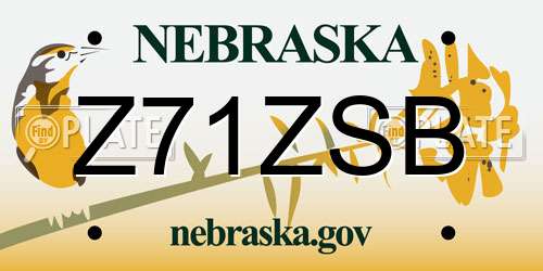 Z71ZSB Nebraska License Plate