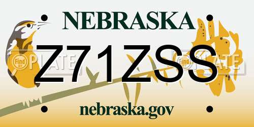 Z71ZSS Nebraska License Plate