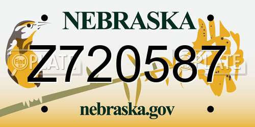 Z720587 Nebraska License Plate