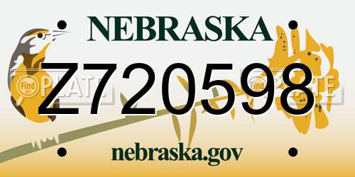 Z720598 Nebraska License Plate