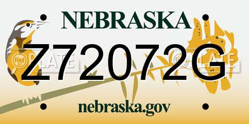 Z72072G Nebraska License Plate