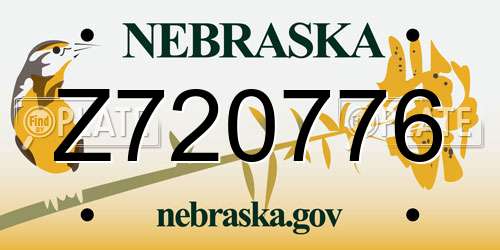 Z720776 Nebraska License Plate