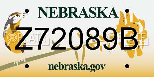 Z72089B Nebraska License Plate
