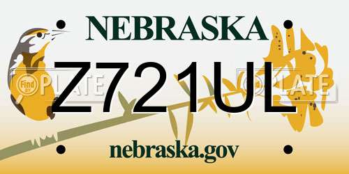 Z721UL Nebraska License Plate