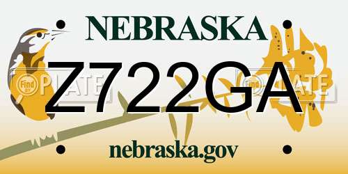 Z722GA Nebraska License Plate