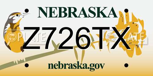 Z726TX Nebraska License Plate