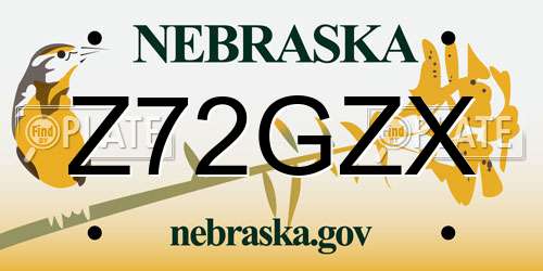 Z72GZX Nebraska License Plate