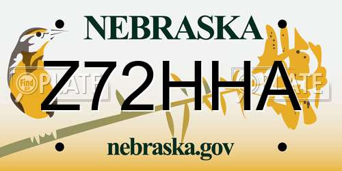 Z72HHA Nebraska License Plate