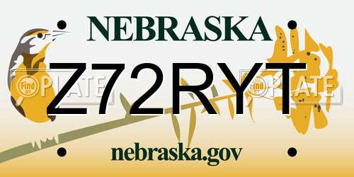Z72RYT Nebraska License Plate