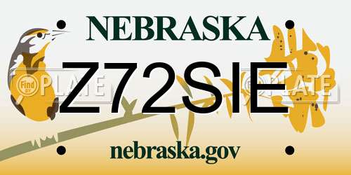 Z72SIE Nebraska License Plate