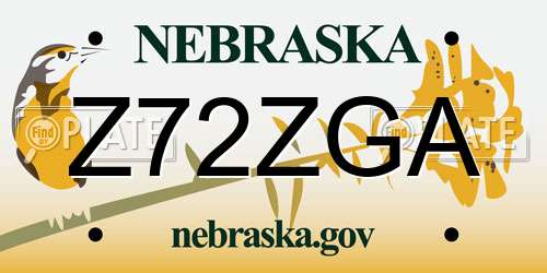 Z72ZGA Nebraska License Plate