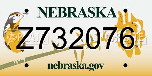 Z732076 Nebraska License Plate