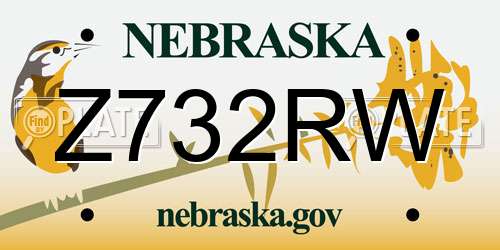 Z732RW Nebraska License Plate
