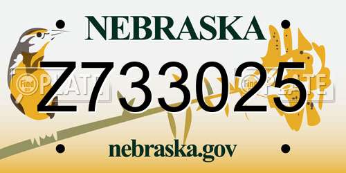 Z733025 Nebraska License Plate