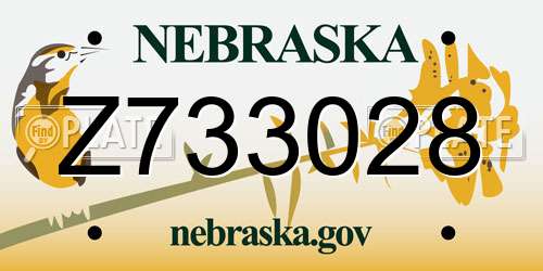 Z733028 Nebraska License Plate