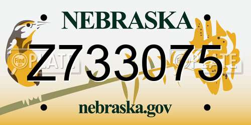 Z733075 Nebraska License Plate