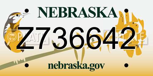 Z736642 Nebraska License Plate