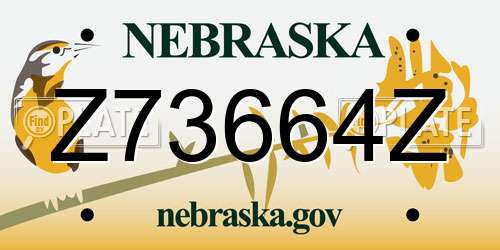 Z73664Z Nebraska License Plate