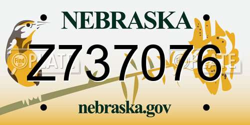 Z737076 Nebraska License Plate
