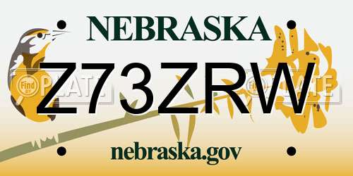 Z73ZRW Nebraska License Plate