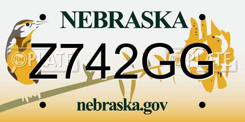 Z742GG Nebraska License Plate