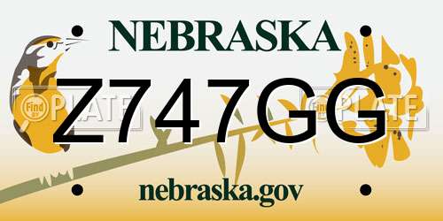 Z747GG Nebraska License Plate