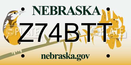 Z74BTT Nebraska License Plate