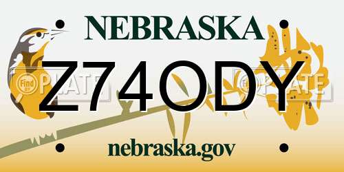 Z74ODY Nebraska License Plate