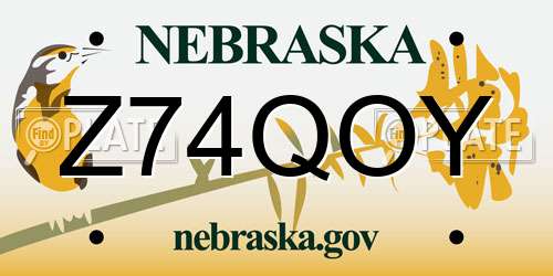 Z74QOY Nebraska License Plate