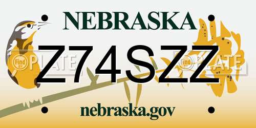 Z74SZZ Nebraska License Plate