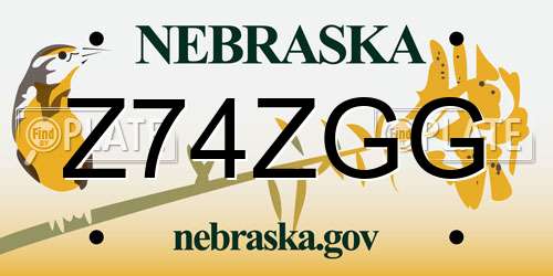 Z74ZGG Nebraska License Plate