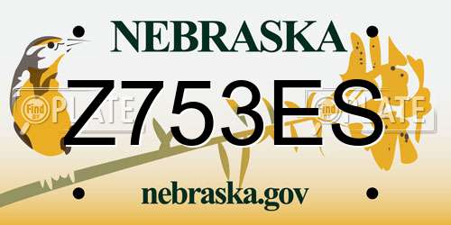 Z753ES Nebraska License Plate
