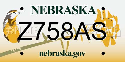 Z758AS Nebraska License Plate